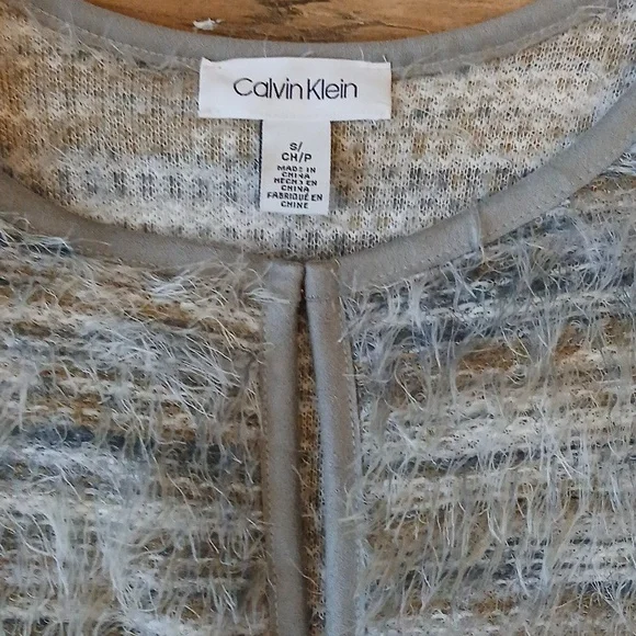 Calvin Klein Women's Multicolor Fuzzy Knit Open Front Oversize Sweater. Size S - Picture 12 of 17